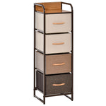 Commode chiffonnier 5 tiroirs meuble de rangement tiroir en tissu pliant - structure acier noir - 45 x 30 x 116 cm