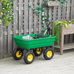 Garten-Handwagen Kippmulde 75° 125L Max. Traglast 200 Kg 4 Luftreifen Stahl PP Gelb Grün
