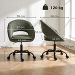 Sedia da ufficio ergonomica in ciniglia, altezza regolabile, braccioli integrati, girevole a 360°, 59x60x79-89 cm, verde scuro