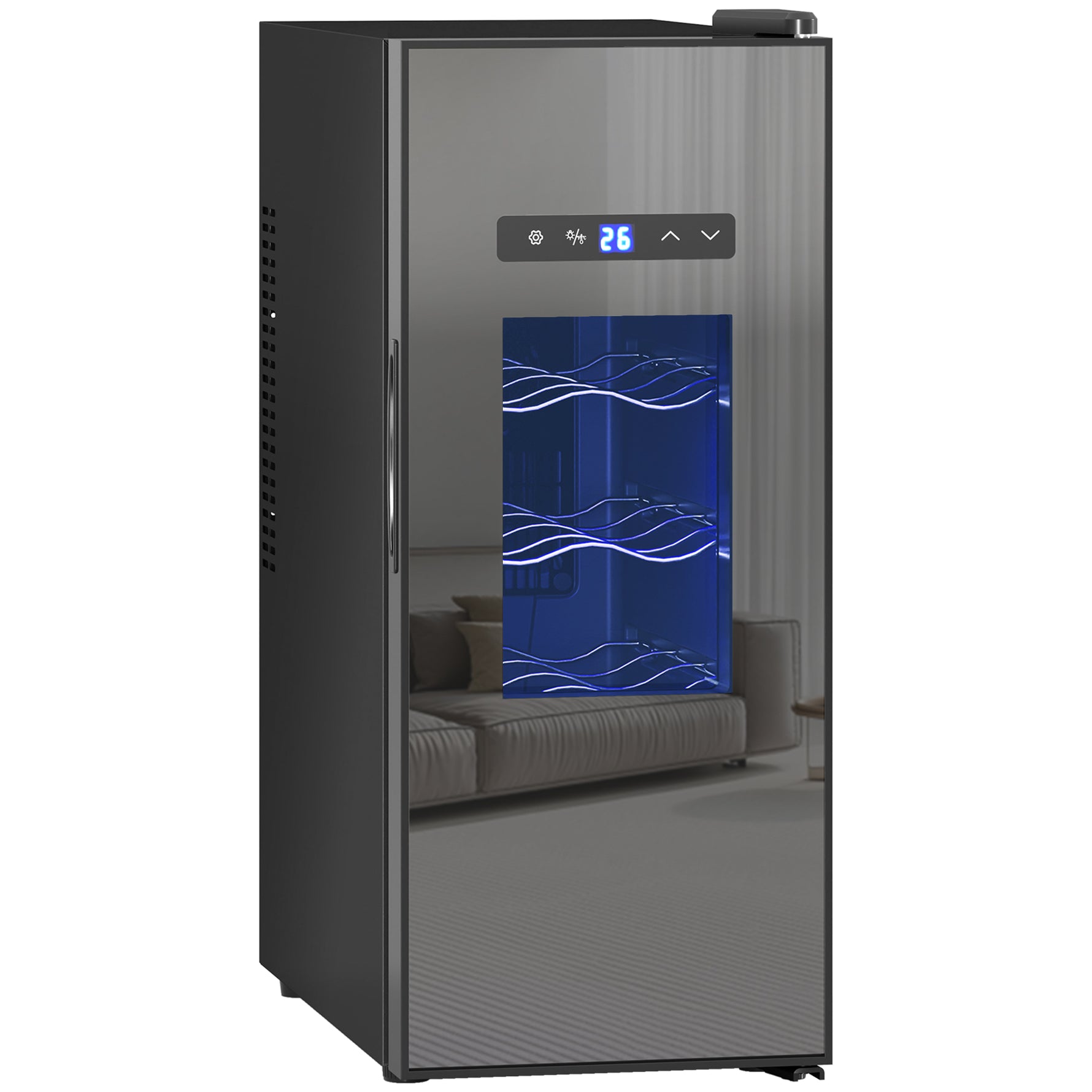 Cave à vin 12 bouteille 30L thermoélectrique double et silencieux avec porte en verre, LED, écran numérique, noir