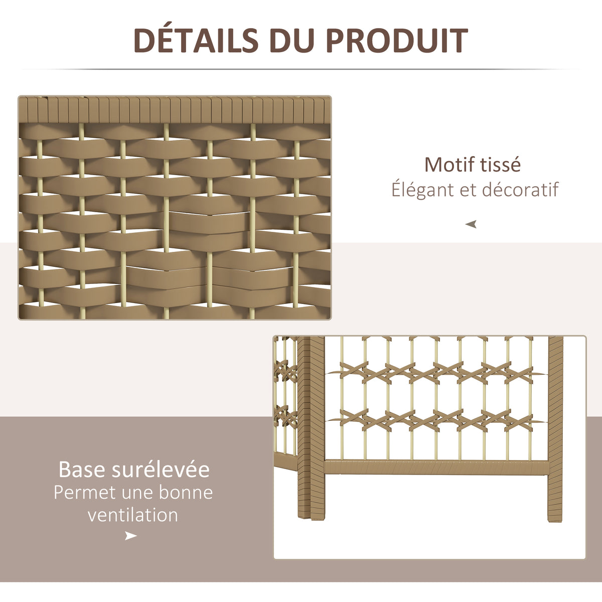 Paravent intérieur en bois séparateur de pièce cloison pliable 3 panneaux 120 x 170 cm bois naturel