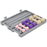 Ensemble d'haltères courtes multicolores total 6 kg avec mallette 6 haltères 0,5kg, 1kg, 1,5kg rose, violet, café