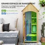 Abri de jardin en bois cabane de jardin exterieur armoire de jardin avec toit bitumé 3 étagères porte avec loquet rangement et stockage extérieurs pour terrasse 77,5 x 54,2 x 179,5 cm naturel