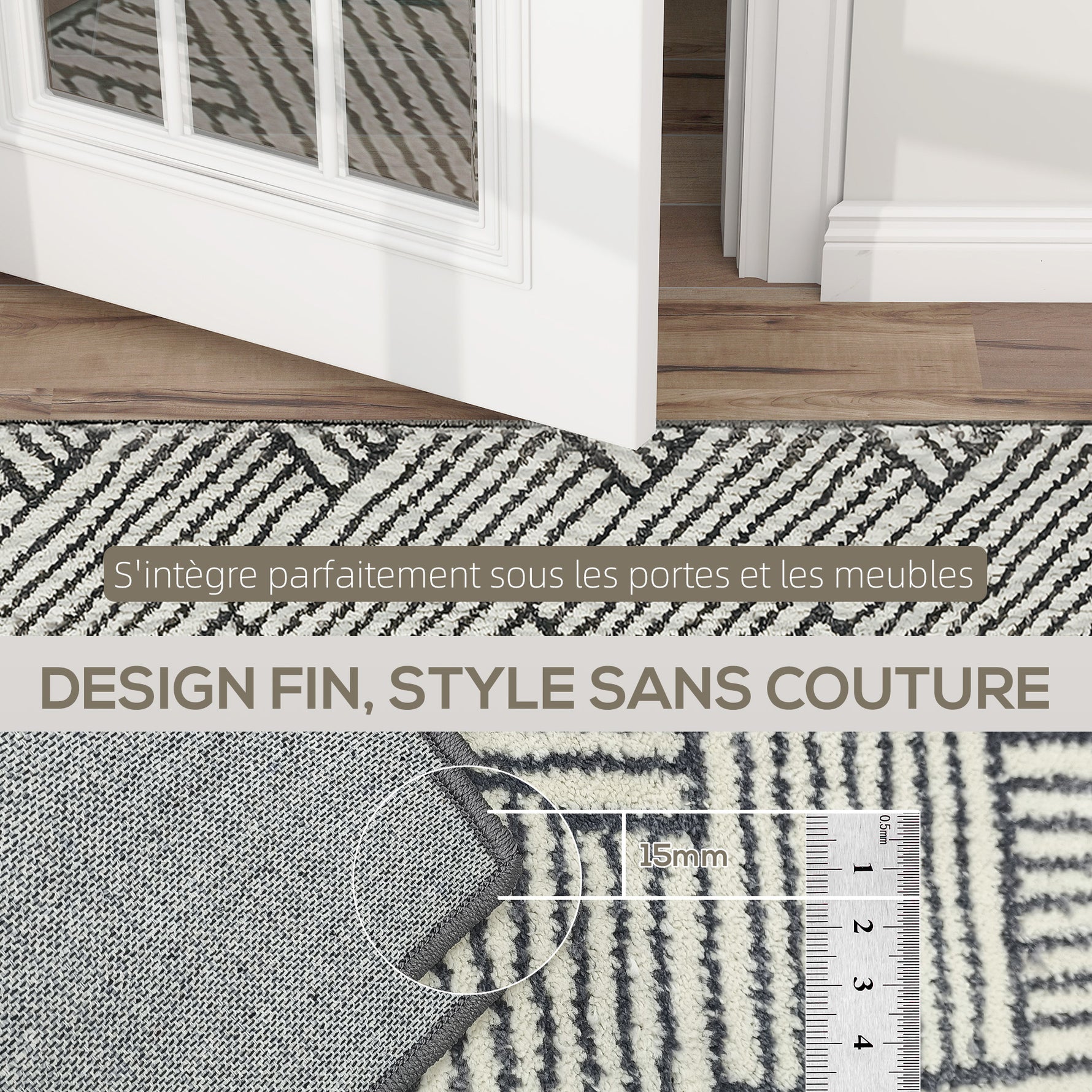 Tapis salon 200 x 140 cm poils courts lavable en machine hypoallergénique pour salon, chambre à coucher, bureau, gris