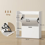 Meuble à chaussures 15 paires, armoire à chaussures moderne avec 2 tiroirs rabattables, 83x24x90,5cm, blanc