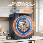 Sèche linge à évacuation, sèche-linge électrique 1000 W 3 Kg, modes Extra Dry et ECO, minuterie, acier inoxydable, bleu