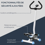 Stepper avec guidon stepper fitness appartement écran LCD résistance réglable exercise hanches jambes lombes pour maison acier blanc bleu noir