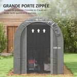 Abri de jardin tente de rangement extérieur abri de vélo garage pour vélo bâche en PE cadre en métal galvanisé gris