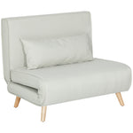 Canapé-lit 1 place avec dossier réglable, coussin inclus et pieds pliables charge 120 kg blanc