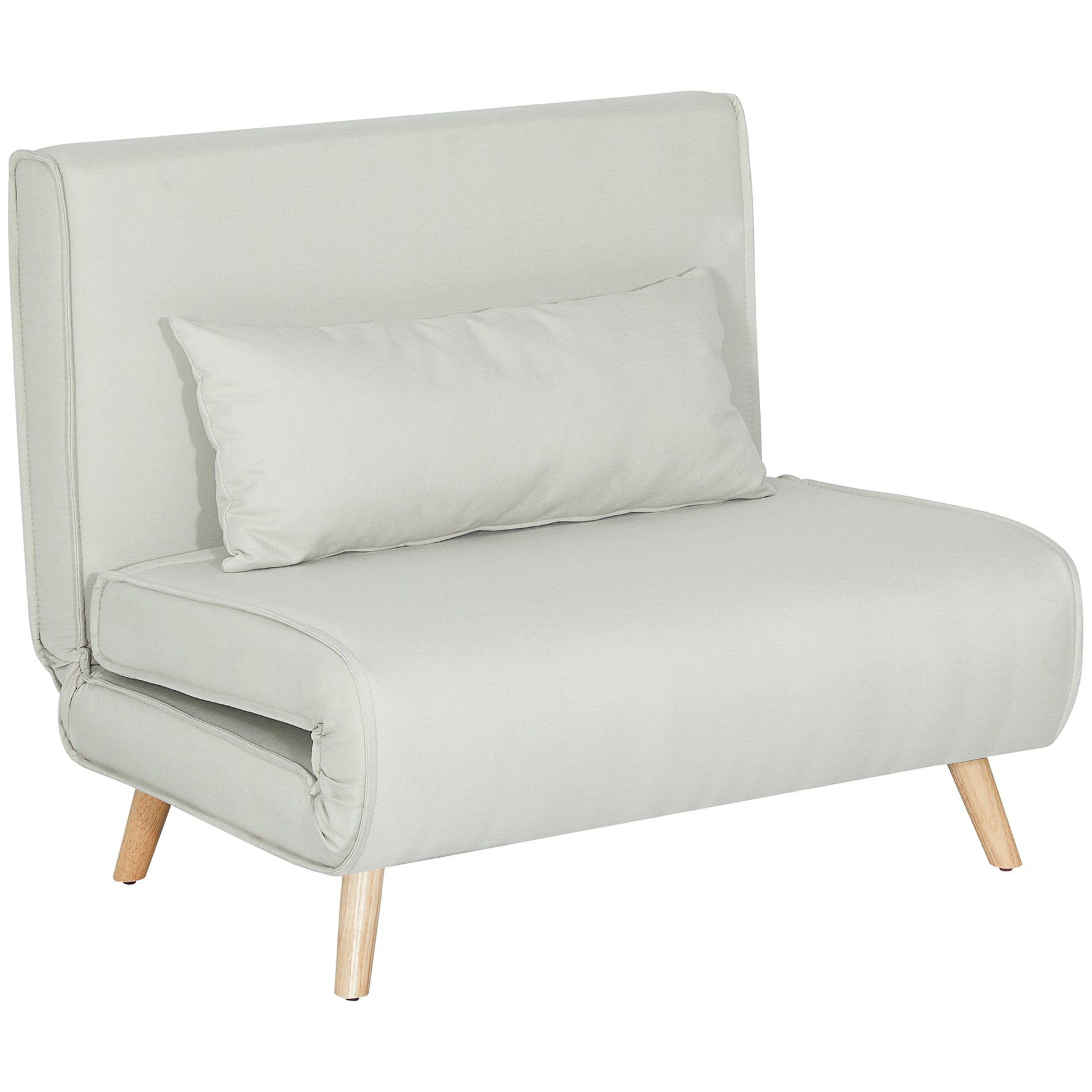 Canapé-lit 1 place avec dossier réglable, coussin inclus et pieds pliables charge 120 kg blanc