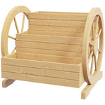 Jardinière sur Pieds carré Potager 3 étages avec 2 roues Charrette Bois Sapin, dim. 62L x 61l x 57H cm