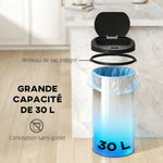 Poubelle de cuisine automatique 30 L en acier inoxydable, couvercle à fermeture en douceur, 32 x 30 x 68 cm, argent