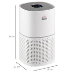 Purificateur d'Air HEPA, Ioniseur, CADR 225m³/h, Mode de Veille Silencieux, 50W, Minuterie, 4 Vitesses - Dim. 22L x 22l x 36H cm - Blanc