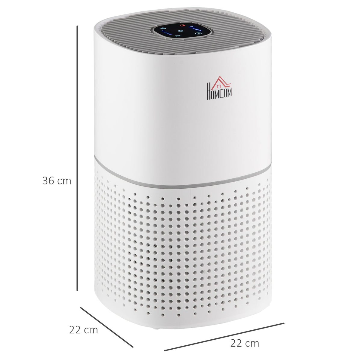 Purificateur d'Air HEPA, Ioniseur, CADR 225m³/h, Mode de Veille Silencieux, 50W, Minuterie, 4 Vitesses - Dim. 22L x 22l x 36H cm - Blanc