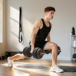 Kit Haltères Musculation 2-en-1, Lot de 2, 25 kg, poids réglable - Barres incluses - entraînement Musculaire & haltérophilie - HDPE Noir Rouge