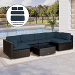 Lot de 14 Housses de Rechange Coussins Salon de Jardin - 6 Housses Coussin d'assise, 8 Housses Coussin Dossier Bleu