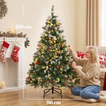 Albero di Natale artificiale luminoso e innevato 150cm, Albero di Natale, Telecomando, 11 modalità di illuminazione, 210 LED, Verde