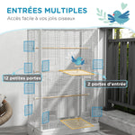 Cage à oiseaux volière avec portes perchoirs cage pour canaris perruches perroquets 61 x 36,5 x 98 cm blanc