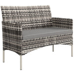 Canapé de jardin 2 places en résine tressée avec coussins canapé d'extérieur avec accoudoirs 115 x 63 x 85 cm gris clair