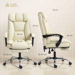 Chaise de bureau ergonomique, fauteuil de bureau inclinable avec repose-pieds, hauteur réglable, pivotante 360°, beige
