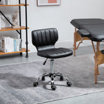 Rolkruk - draaibare werkstoel 360° - ergonomische kruk - verstelbare zithoogte 47-62 cm - zwarte gewatteerde kunstlederen bekleding, verchroomd metaal