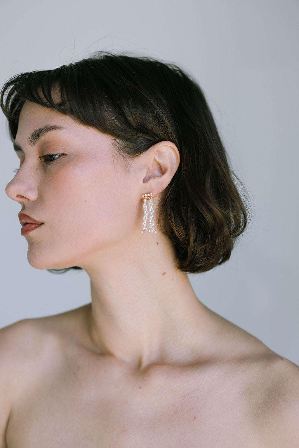 Boucles Lou en strass et perles de culture