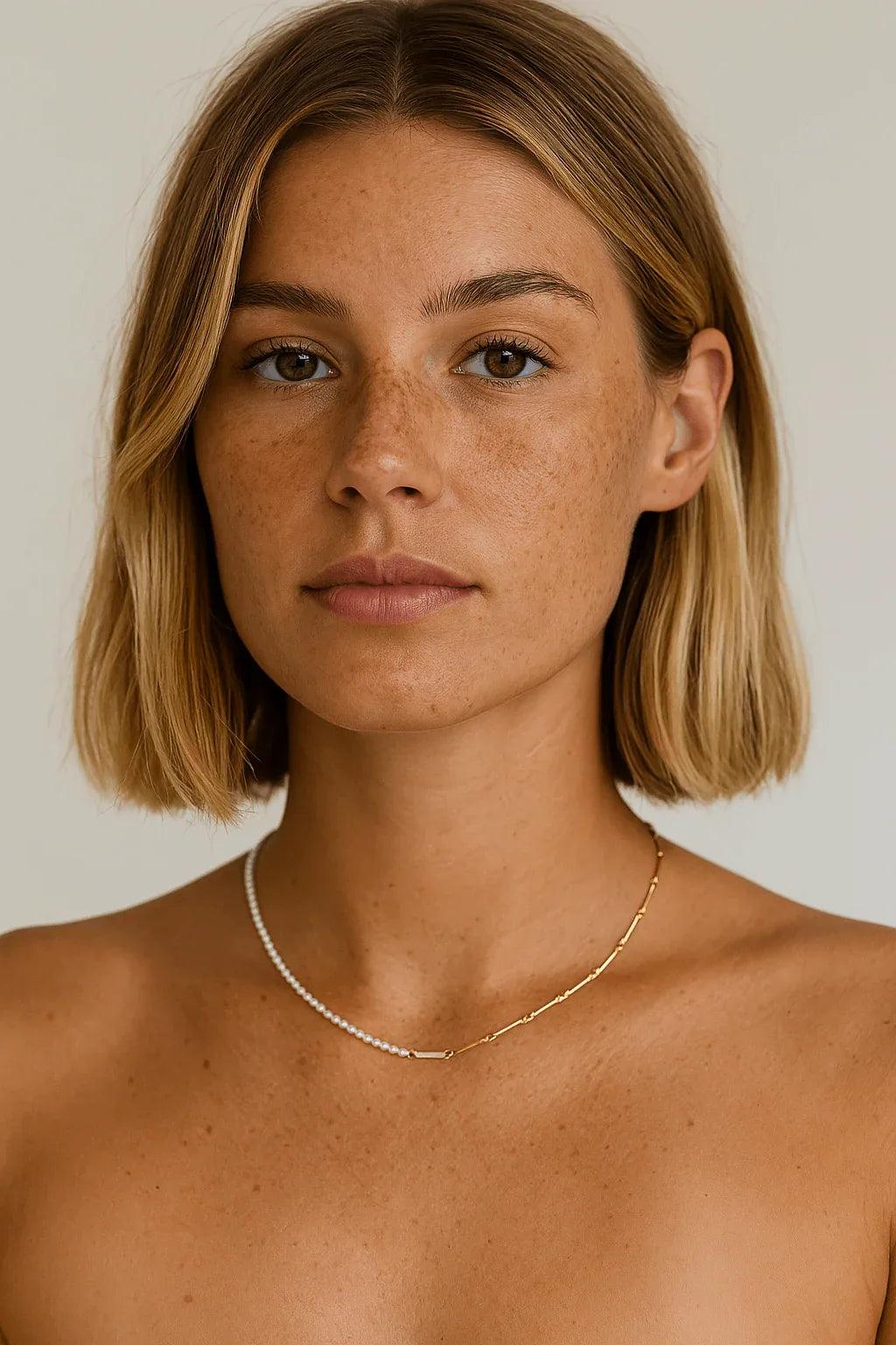 Collier bi-matière Teri en perles