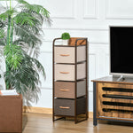 Commode chiffonnier 5 tiroirs meuble de rangement tiroir en tissu pliant - structure acier noir - 45 x 30 x 116 cm