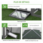 Poulailler cottage multi-équipement perchoir rampe pondoir enclos tiroir à déjection 196L x 76l x 97H cm bois massif pin gris blanc