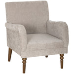 Fauteuil, 1-zitsbank met hoge rugleuning, armleuningen, brede zitting, poten van rubberwood, linnen stof, grijs