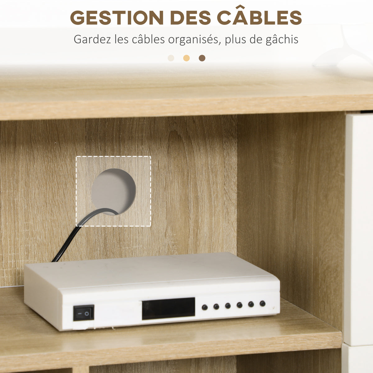 Meuble TV pour télévision jusqu'à 45 pouces pieds en bois massif style scandinave 3 niches 1 placard 120 x 30 x 60 cm