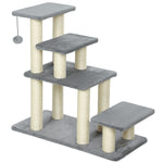 Escalier pour animaux domestiques réglable 3/4 marches échelle pour chat chien griffoirs sisal 70 x 32 x 68 cm gris
