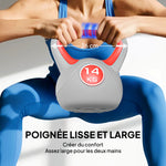 Kettlebell 14 kg, haltère avec poignée ergonomique, haltère à boule, musculation, entraînement, 26 x 18 x 32 cm, rouge