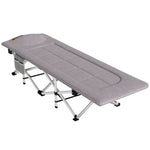 Cama de camping plegable con colchón, tumbona, silla reclinable y bolsa de almacenamiento integrada, dim. 185L x 65l x 37H cm, gris