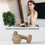 Ensemble d'haltères hexagonaux 12 kg avec mallette lot de 6 haltères revêtement en polyuréthane, en acier, multicolore
