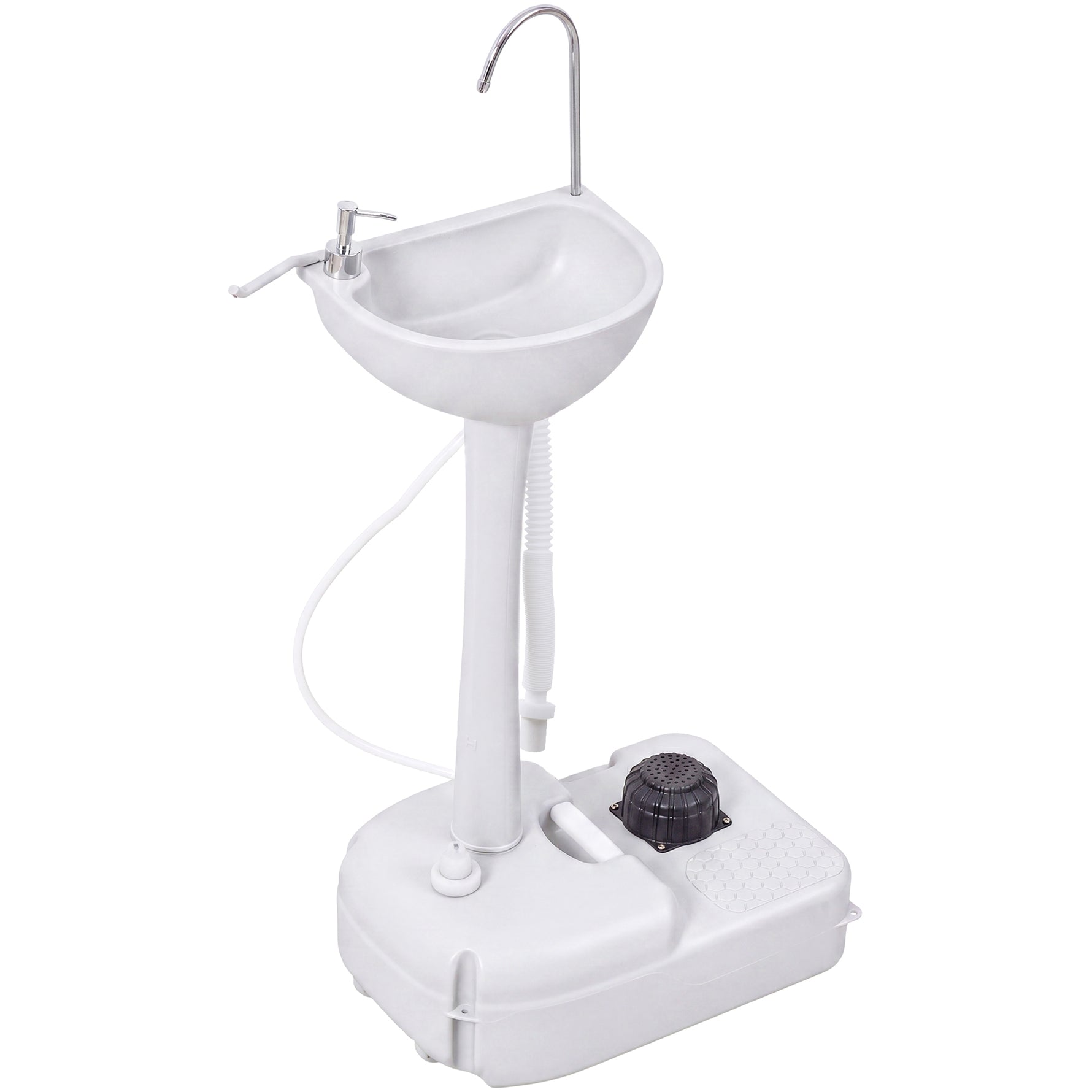 Évier de Camping Portable à Roues, Distributeur de Savon, Eau Froide Uniquement, Réservoir d'Eaux Usées NON Inclus, Gris