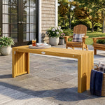 Banc de Jardin en Bois d'Acacia sans Dossier 2 Places, Assise à Lattes Effet Bois, 110x30x45cm, Bois naturel