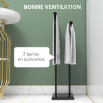 Porte-serviettes sur pied en acier avec 2 barres support pour serviette 35,5l x 20P x 78H cm - noir