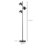 Lampadaire sur pied salon style industriel 3 abat-jours orientables en acier 38 x 28 x 169 cm noir