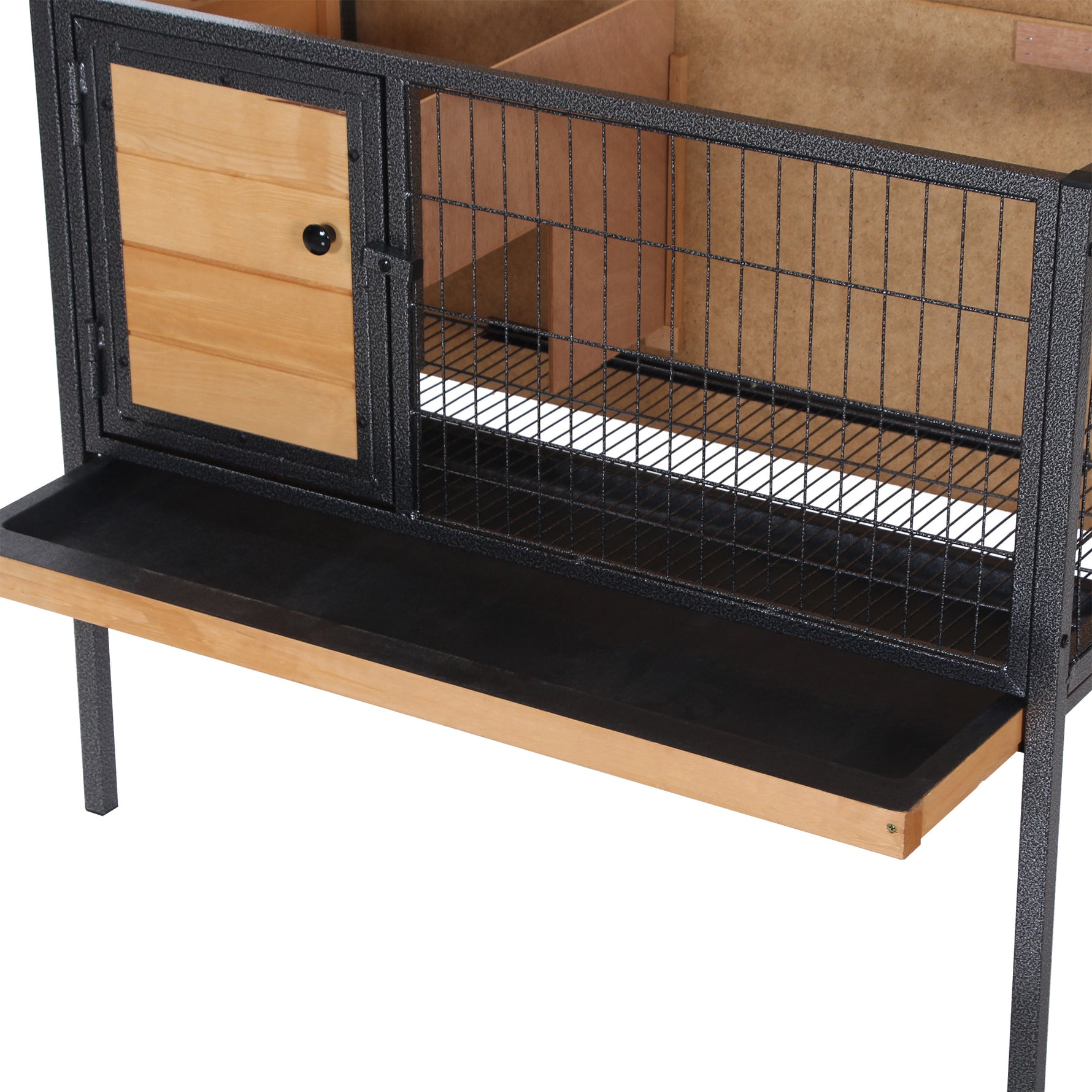 Cage à lapins en bois sur pieds, clapier pour rongeurs, cochons d'inde avec toit ouvrable - dim. 91,5L x 45l x 70H cm