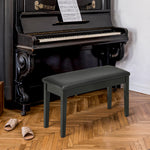 Panca per pianoforte con seduta imbottita, gambe in legno massello, rivestimento sintetico, 75 x 35 x 49, nero
