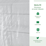 Serre de jardin PE avec étagère 2 niveaux, serre de balcon, bâche renforcée 140 g/m², acier, porte zippée