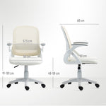 Chaise bureau ergonomique, fauteuil de bureau en maille avec accoudoirs relevables, hauteur réglable, blanc