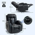 Fauteuil inclinable de massage et chauffage, fauteuil de relaxation, dossier réglable, pivotant 360°, 82x99x103cm, noir