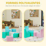 Parcours motricité bébé 8PCS, module motricité bébé mousse EPE et housse en PU, design table et chaises, multicolore