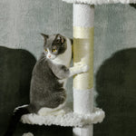 Krabpaal 225-255 cm in hoogte verstelbaar kattentoren 3 krabpalen en 2 balletjes 48x32x225-255 cm wit