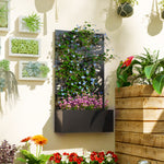 Jardinière avec brise-vue paravent treillis pour Plante Grimpante, bac à Fleurs - dim. 61L x 23l x 113H cm