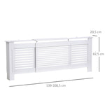 Cubrerradiador de diseño contemporáneo, longitud extensible 139-208,5 x 20,5 x 82,5 cm, MDF blanco