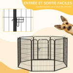 Luxury modular epoxy steel playpen with lockable door for dogs, rabbits, rodents, small animals, indoor and outdoor 80 x 100 cm black