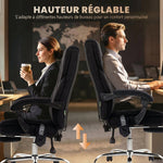 Massage and heating office chair, adjustable height, reclining backrest, remote control, retractable footrest, black